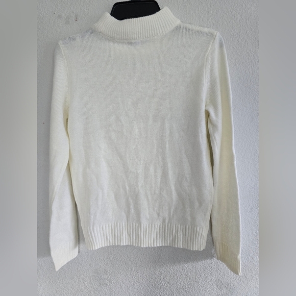 $54 Juicy Couture Turtle Neck Sweater Womens  Sz S Ivory Sequins Pull Over - Picture 13 of 14